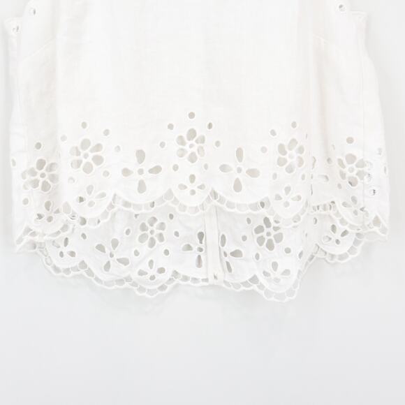 Madewell Embroidered Eyelet High Low 100% Linen Tank Top White Large NWT - Picture 5 of 9